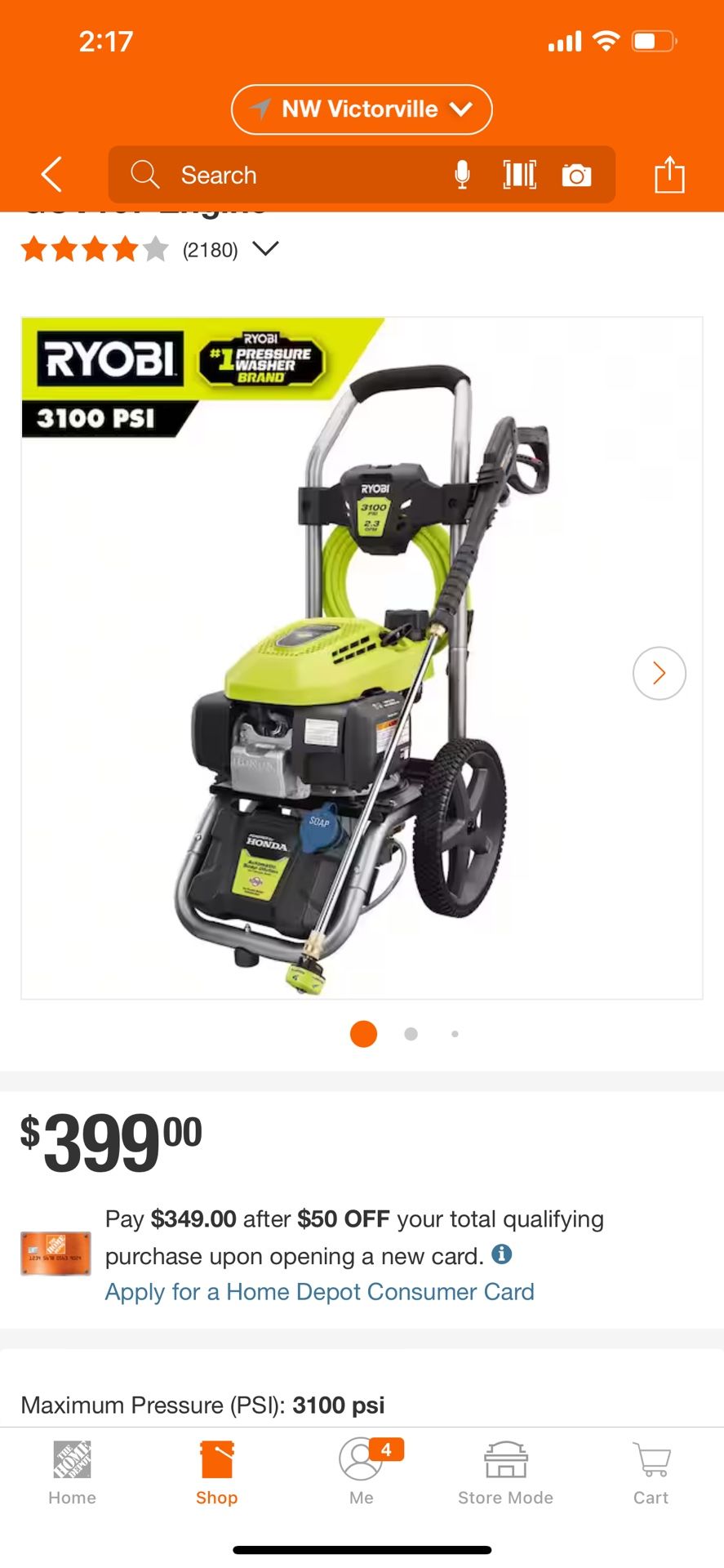 Tho I Gas Pressure Washer Whit Honda Engine