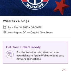 2 Tickets Wizards Vs Kings 3/18 $120 For The Pair