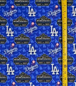 DODGERS BACK TO BACK WORLD CHAMPIONS 1 YARD FABRIC
