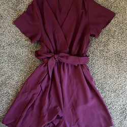 Burgundy Romper With Tie 