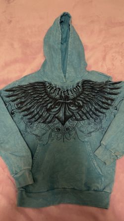 Teal affliction hoodie size large.