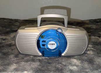 Vintage Coby CX-CD235, CD Stereo Radio Player, Vertical Loading CD, Silver, New in Box