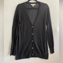 Michael Kors Light Weight Cotton Buttoned Cardigan Black Sz S