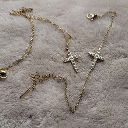 Brand New Cross Necklace And Earrings