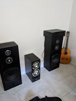 Onkyo TX8020 home theater system and 3 large concert speaker