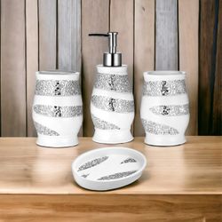4 PIECE GLAM BATHROOM ACCESSORY SET