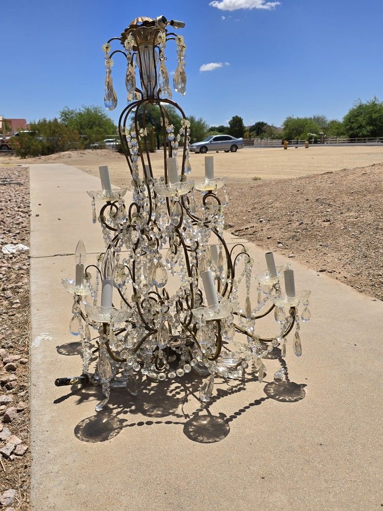 Antique Brass Crystal Chandelier