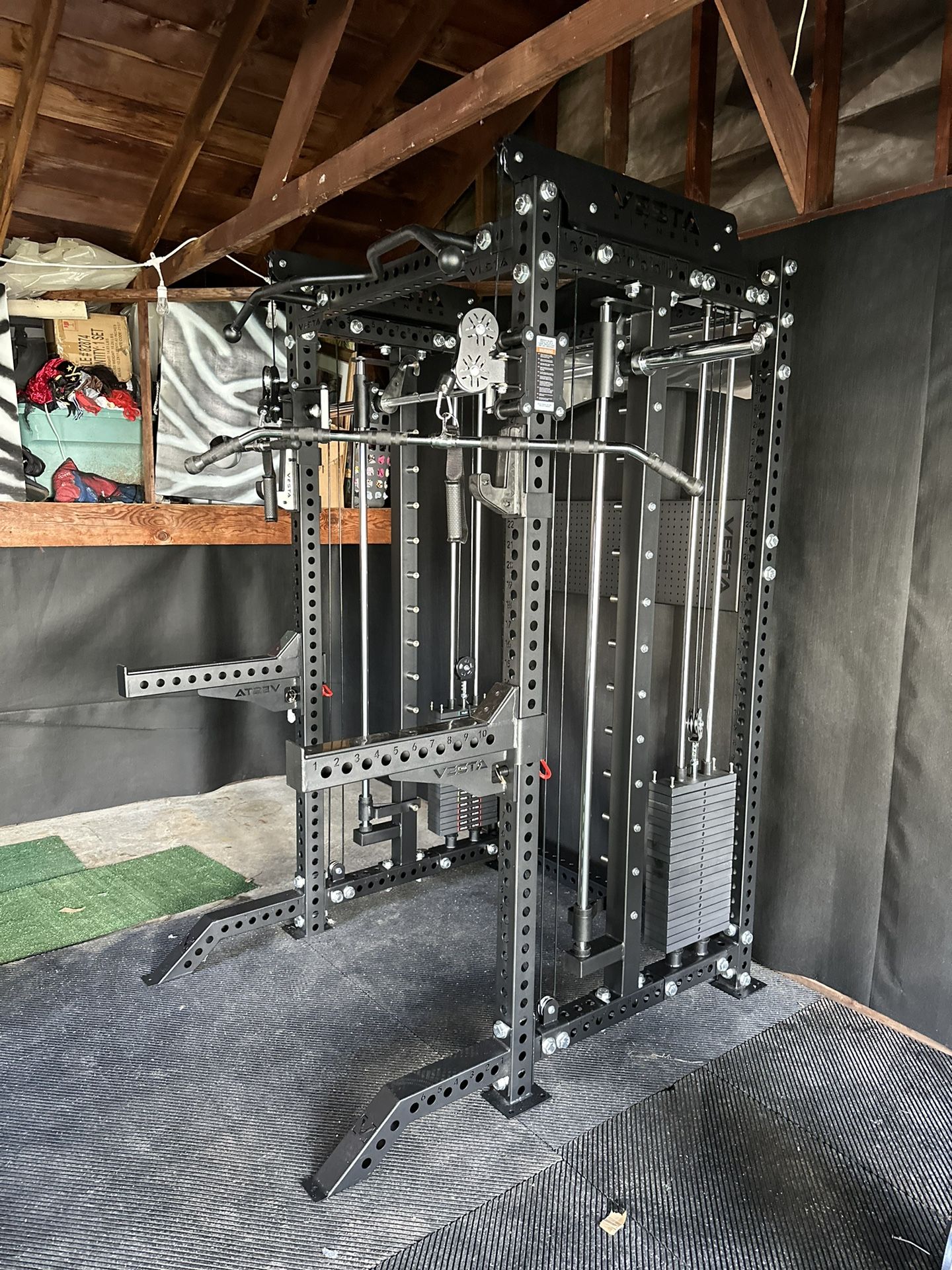 PRO SERIES Ultimate Half Rack Functional Trainer w/Smith Machine Bar | 400lb Stack | Gym Equipment | Fitness | Commercial | Squat Rack 