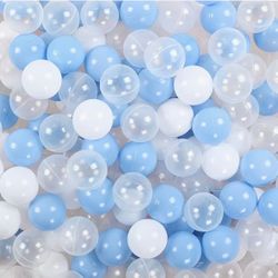 🩵 100PCS Blue & White Ocean Ball Pit Balls  Make playtime more fun with this set of 100 ocean balls in Blue, White & Clear!