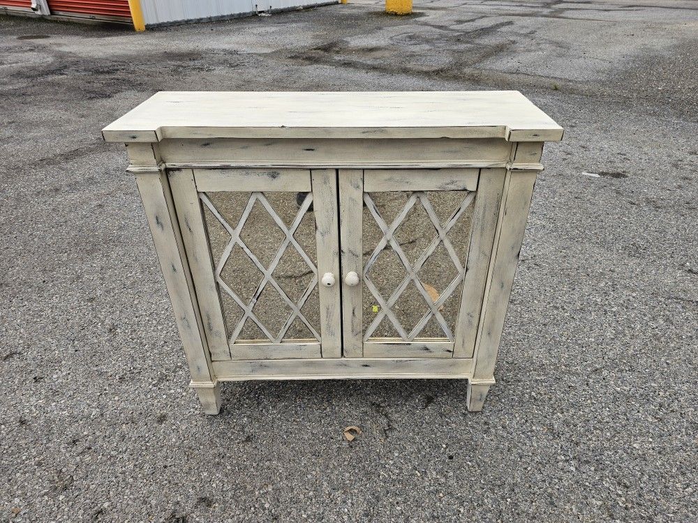 Charming Antique White Two Door Cabinet $109