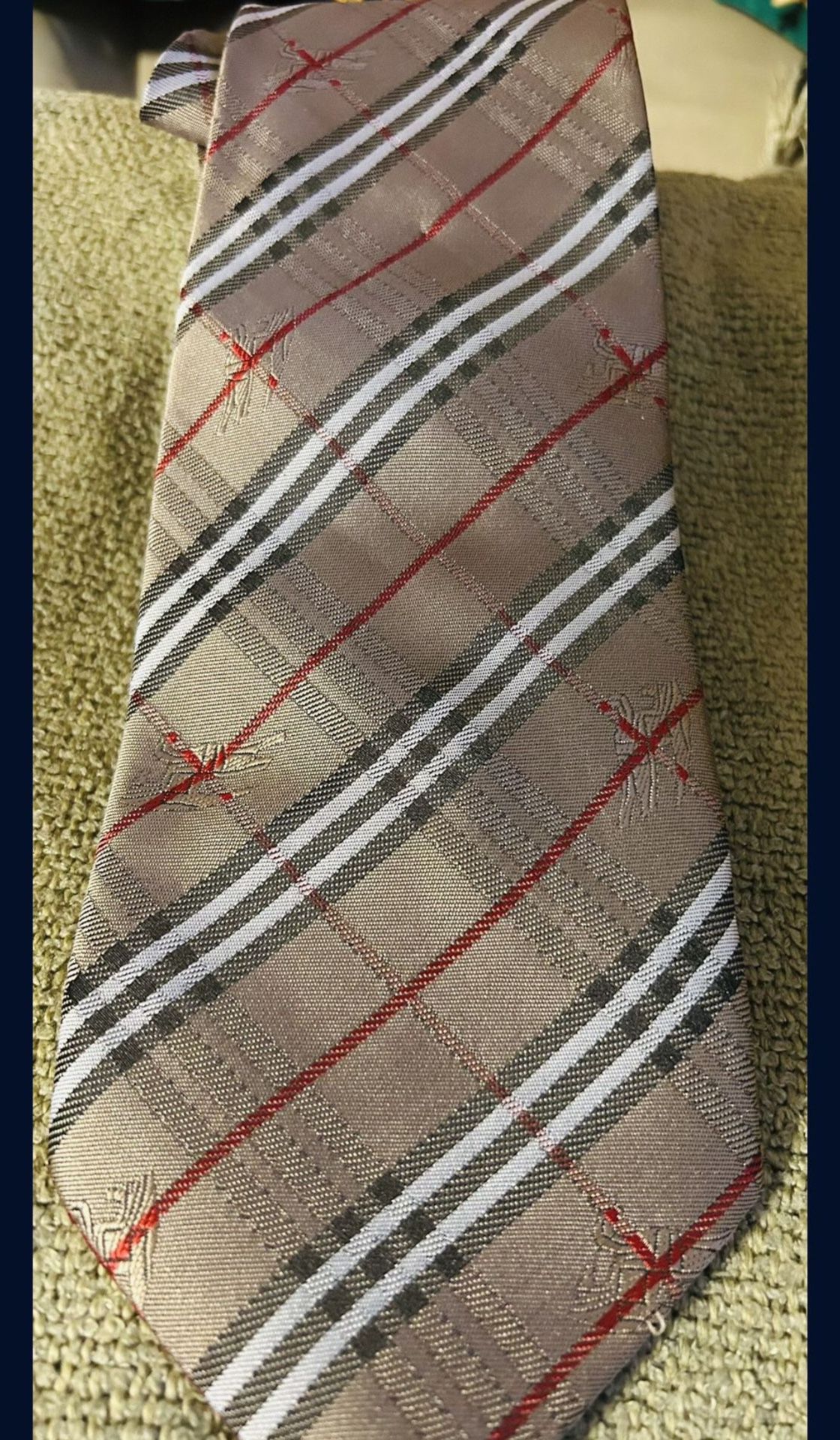 Vintage BURBERRY Necktie. Plaid With Monogram