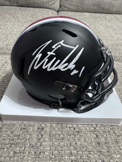 Justin Fields Signed Ohio State Buckeyes Alt Black Mini Helmet-Beckett Coa