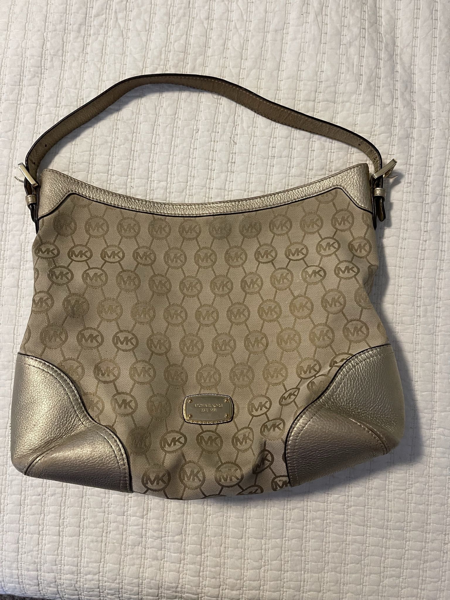 Michael Kors Gold And Tan Bag