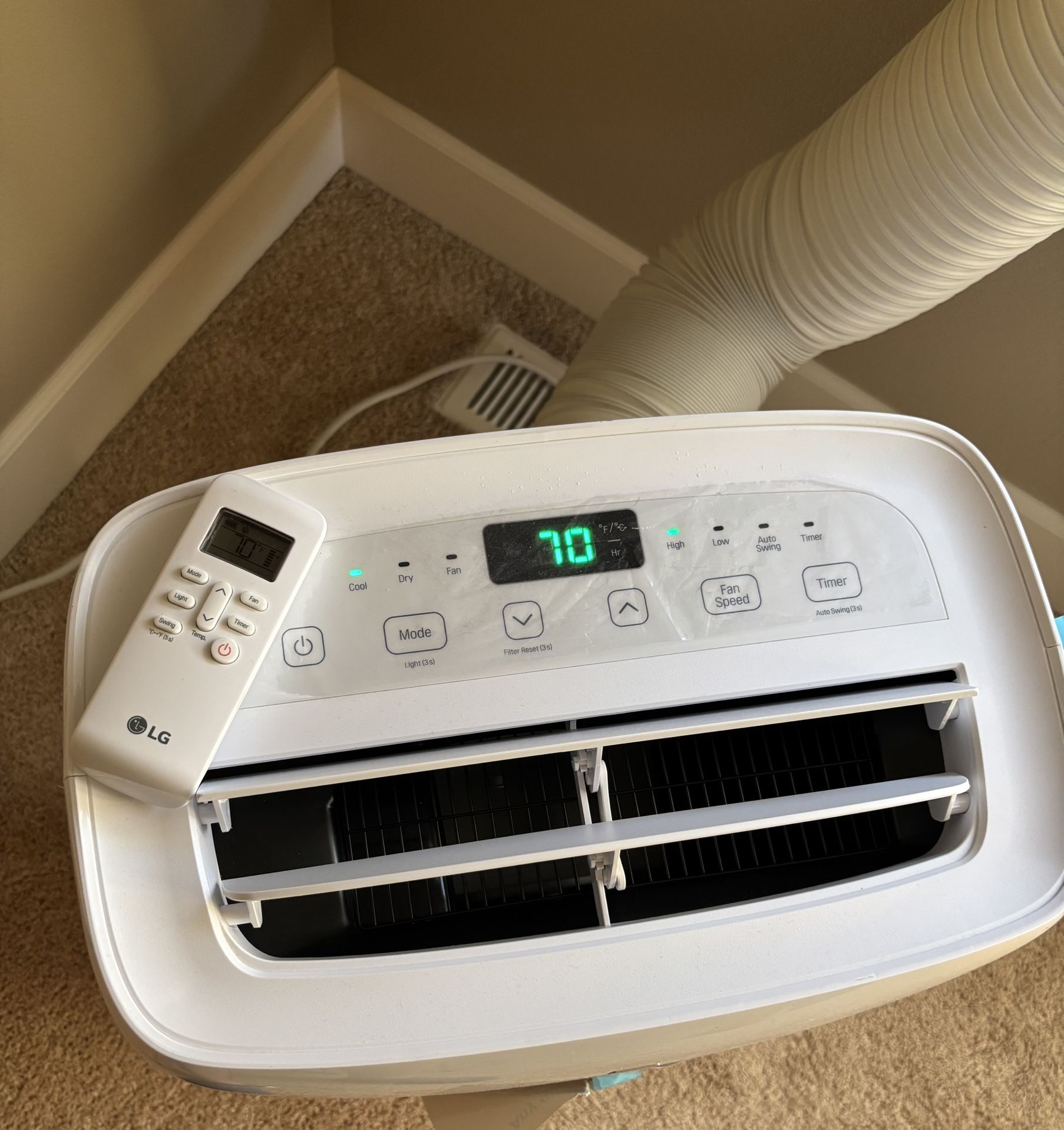 LG 6,000 BTU Portable Air Conditioner, 115V, Cools 250 Sq.Ft. with LCD Remote Control in White