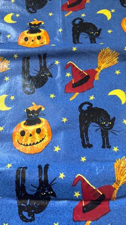 Vintage Y2K Linens N Things Vinyl Halloween Party Tablecloth Witches Pumpkins Black Cats Celestial Crescent Moon Whimsigoth BRAND NEW
