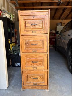 Vintage Oak 4-Drawer File Cabinet- Classic Mission/Craftsman - 53” Tall