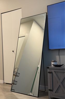 71"x31" Full Length Mirror Extra Large Hanging or Leaning Rectangle Mirror Aluminum Alloy Thin Frame Bedroom Floor Dressing,Black