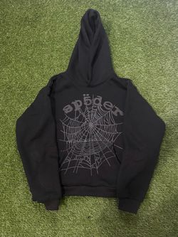 Sp5der Black Hoodie Spider Web Graphic
