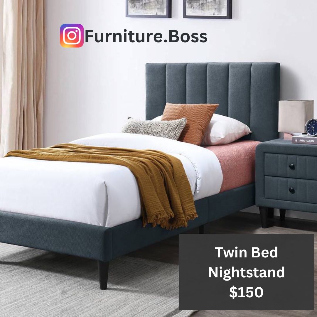 Twin Bed + Nightstand $150  ((Mattress sold separately))