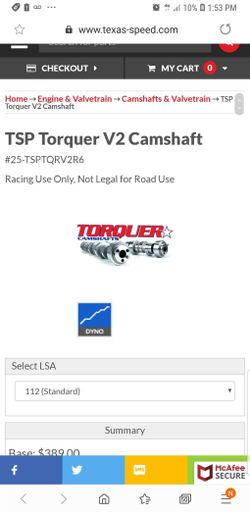 Texas speed torquer V2 cam with matching tsp push rods for ls2/ls3
