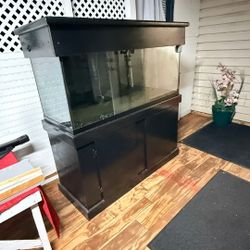 90 Gallon Tank With Custom Cabinet & Lid W LED Lights
