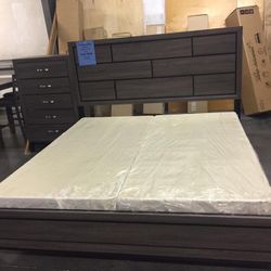Akerson Gray Panel Bedroom Set (Queen and King Bed Frame