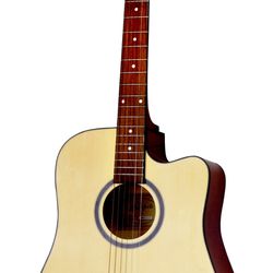 Six-String Acoustic Electric Guitar with Built-in Tuner and On-Board Volume and Tone Controls