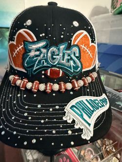Eagles custom bling trucker hat with Football Hat Chain