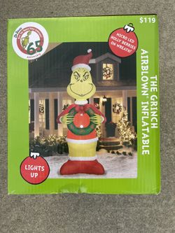 Brand new Dr. Seuss how the Grinch stole Christmas 65th anniversary air blown inflatable that is 11 1/2 feet tall. This item features micro LED holly 