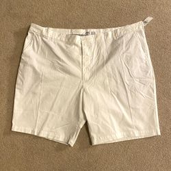 NWT IZOD Men's Big & Tall Flat Front Chino Short Bright White 52W 10.5 Inseam