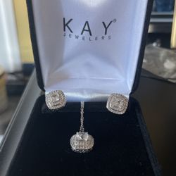 Diamond Earrings and  Necklace Set