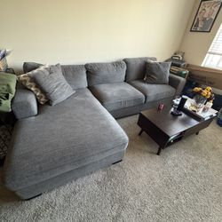 MOVING SALE GREY COUCH WITH CHAISE 
