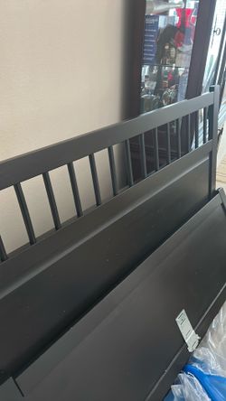 Dark Black Wood Bed Headboard and Frame