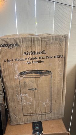 B2 Okaysou AirMax8L 19.4” 5-in-1 Large Room Air Purifier for Home, True HEPA Filter, Air Cleaner for Smokers, Pets, Eliminates Dust, Mold, Odor, VOCs,