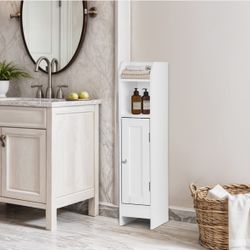 Bathroom Floor Cabinet Storage Organizer Freestanding Narrow Corner Cabinet