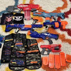 Nerf Gun Lot And Accessories