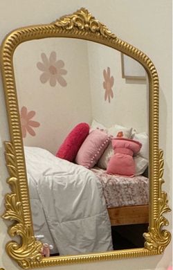 Gold-Toned Ornate Style Arched Wall Mirror - NWOT!