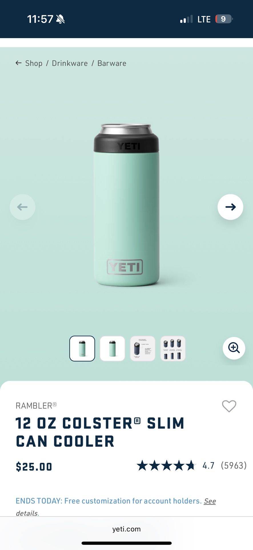 Brand New Yeti Slim Can Insulator