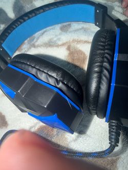 Black and blue gaming headset