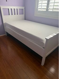 Twin size bed frame and mattress