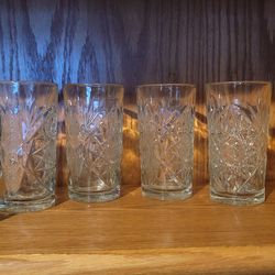 Vintage Pressed Glass Tumblers – Set of 6 – Starburst Pattern – $30 OBO