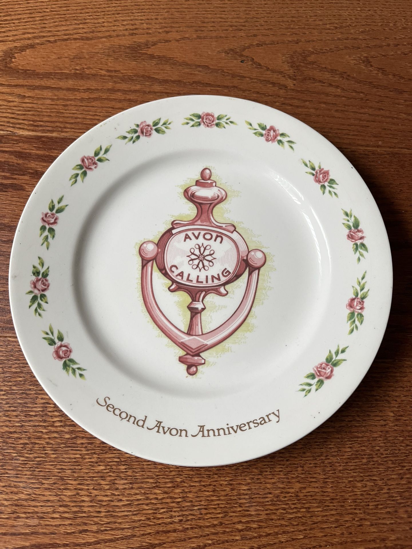 Avon Calling second anniversary plate “the Avon Doorknocker”