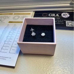 Moissanite Earrings 0.5 Carat Gra Cirtified 