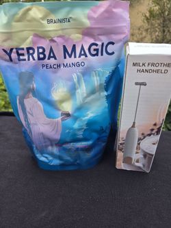Yerba Magic Peach Mango Tea with Frother/ Prebiotics and Probioticos/ Set de Te de Mango con Durazno y batidora