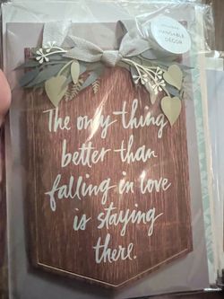 Staying in Love Anniversary Card With Hanging Wood Sign
