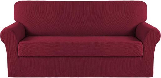 Burgundy one piece sofa cover