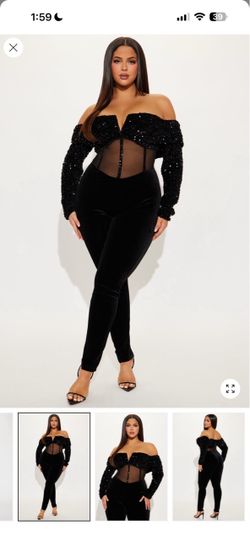 Special Invite Velvet Jumpsuit - Black