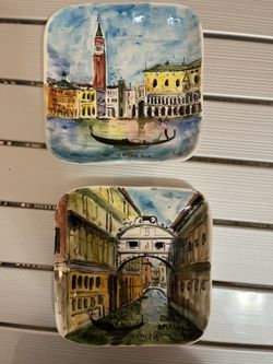 Italian Ceramic Tray Decor - Set Of 2 
