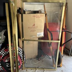 Glass French Door Assembly With Gold Trim