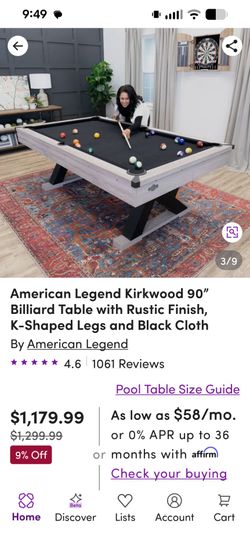 90' pool table
